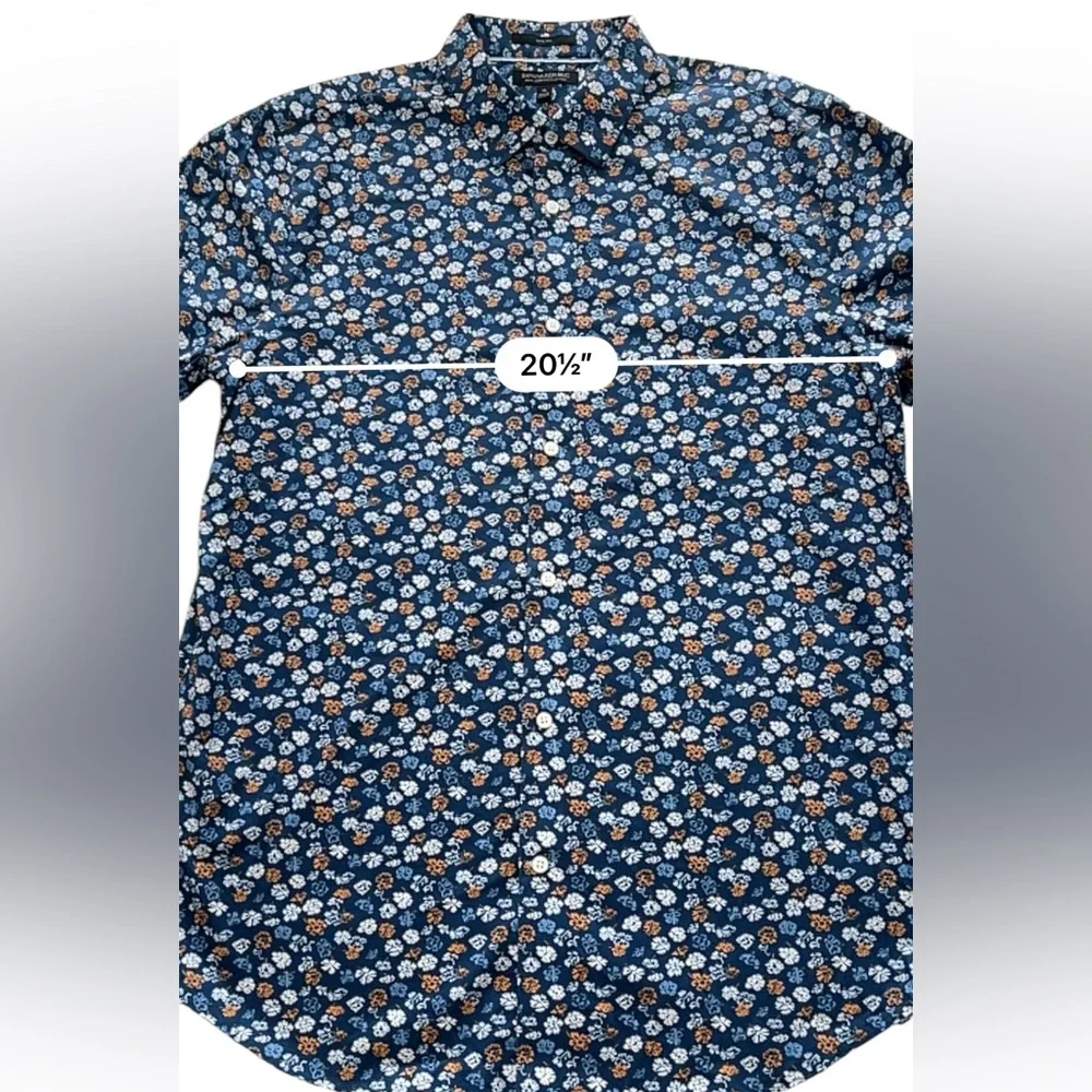 Banana Republic Blue Orange Floral Long Sleeve Dress Shirt Non-Iron Slim Size XL